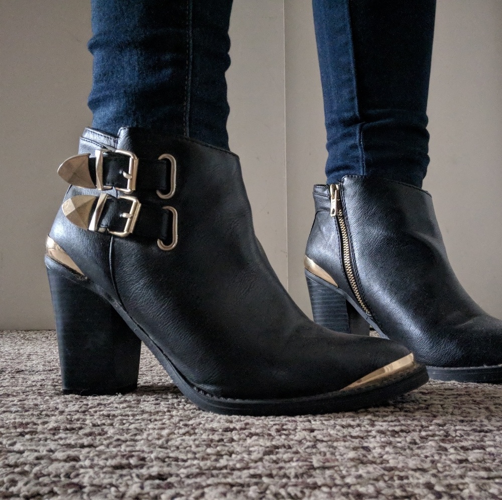 Call It Spring Gold Accent Ankle Boots